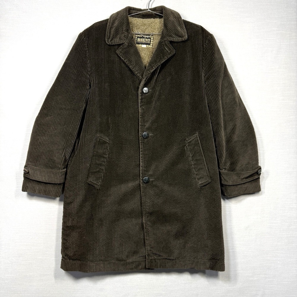 Vintage Brent Montgomery Ward Corduroy Jacket Men Medium 40 Brown Lined Pockets